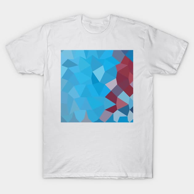 Cerulean Frost Blue Abstract Low Polygon Background T-Shirt by retrovectors